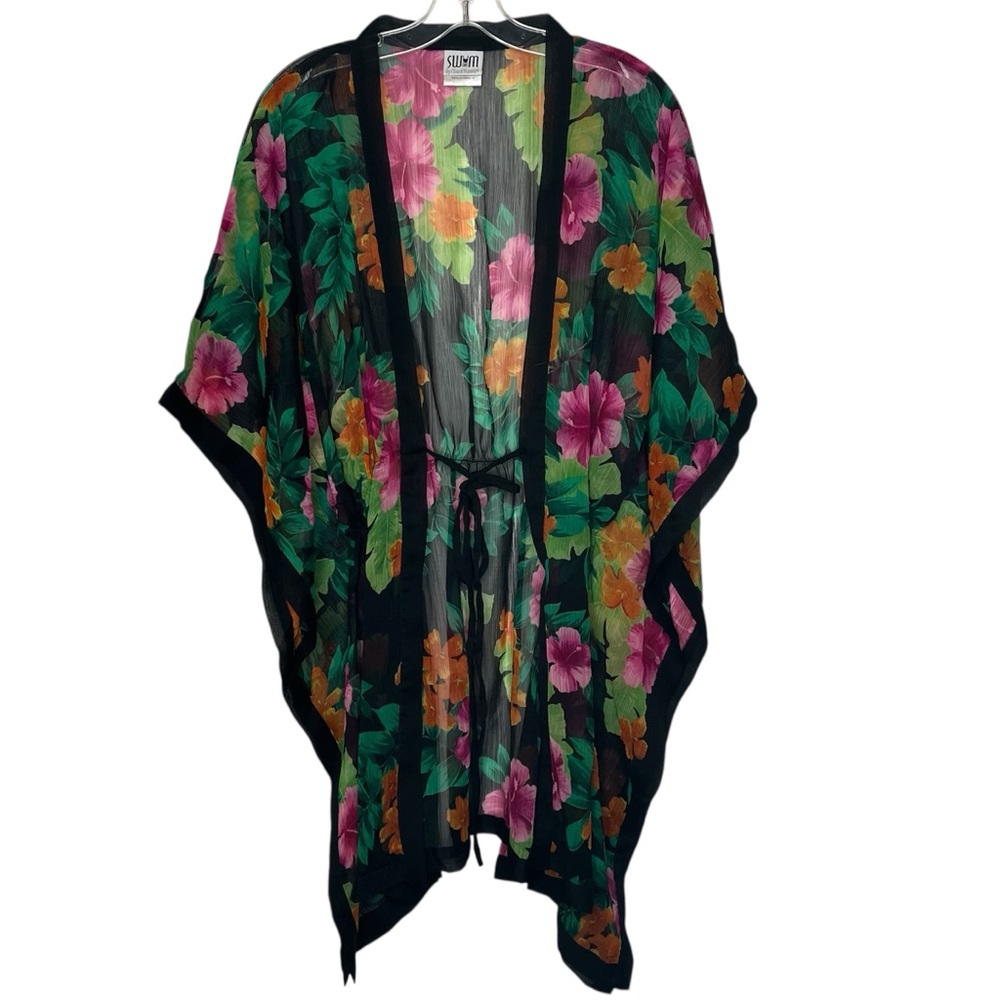 Swim by Chuck Handy Swimsuit Coverup Floral Sz 16 Tie Front